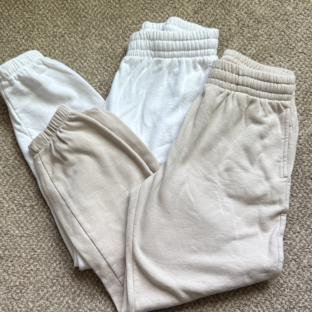 GARAGE girls sweatpants - White and light tan
